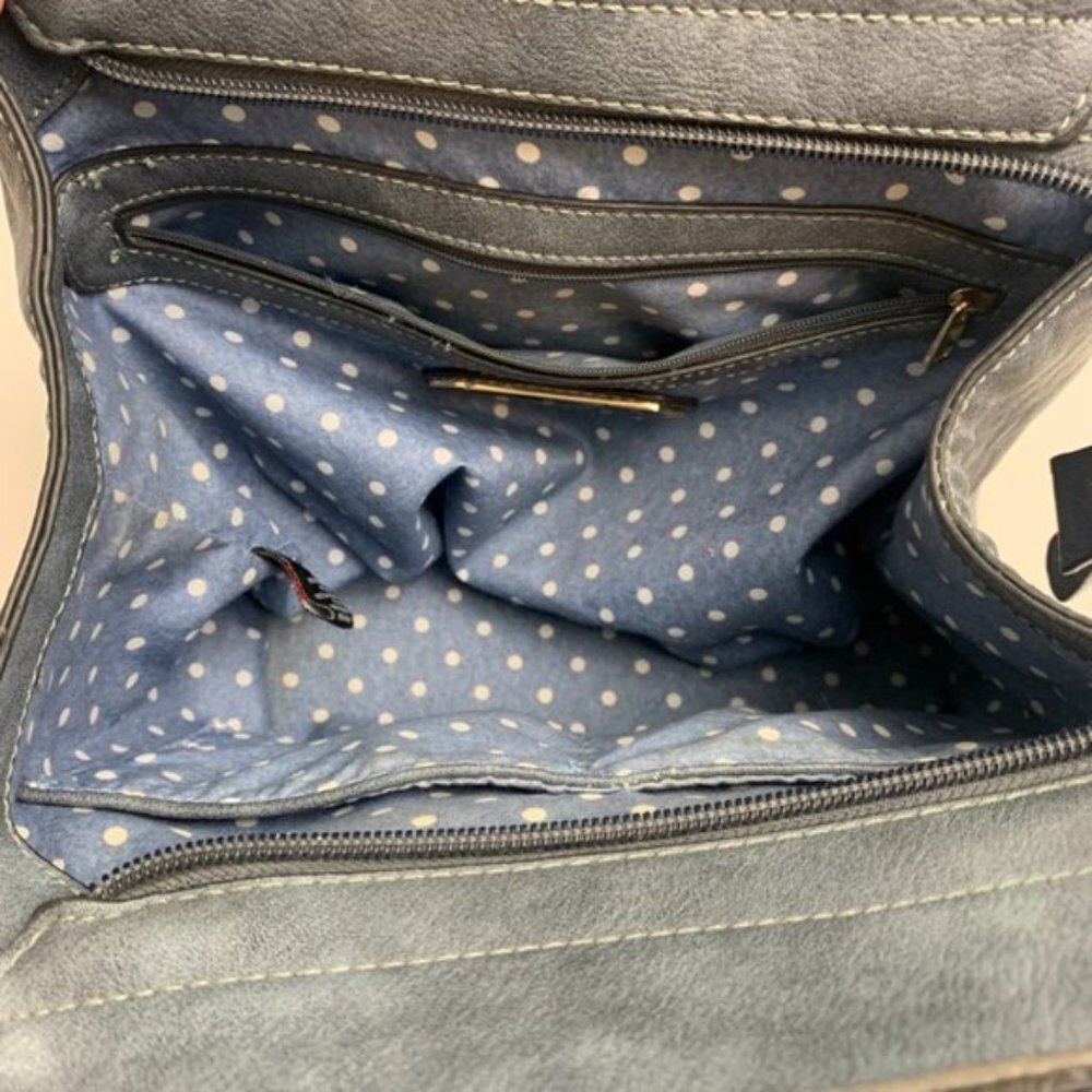Urban Expressions Distressed Gray/Blue Certified Vegan Satchel - Picture 8 of 8
